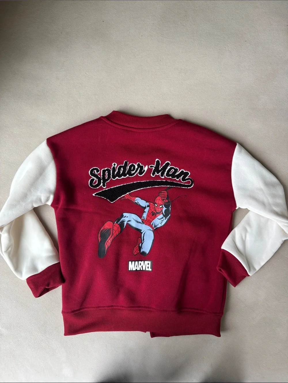 MARVEL Spiderman Red & White Kids Snap-Front Fleece Jacket, NWT, sz kids 5